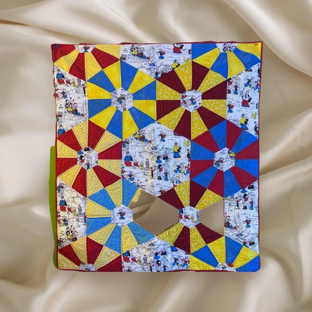 Popeye Colorful Geometric Pattern Quilt size 40” x 46”
